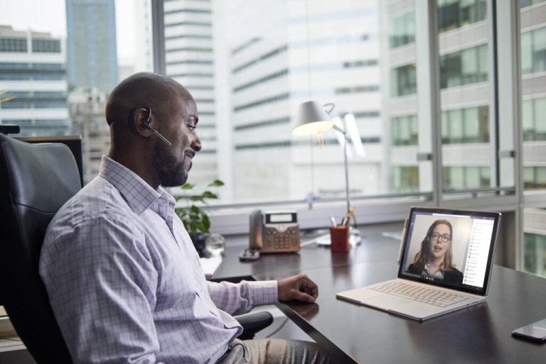 business man in an online meeting Microsoft Teams